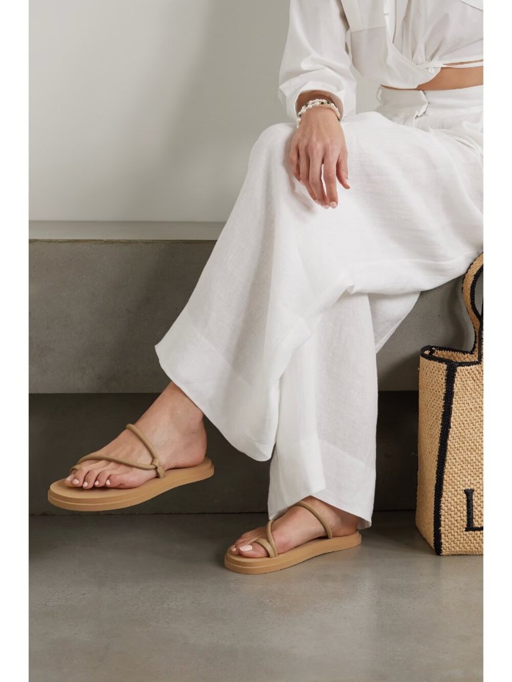 Emme Parsons Bari Pool Slide in Beige Nappa